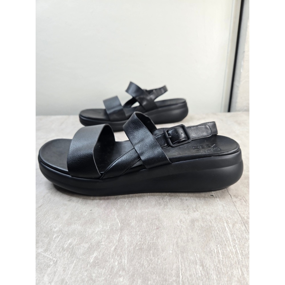 Naturalizer Slingback Sandal 12 Wide Fit Black Leather Low Wedge Strappy Comfort